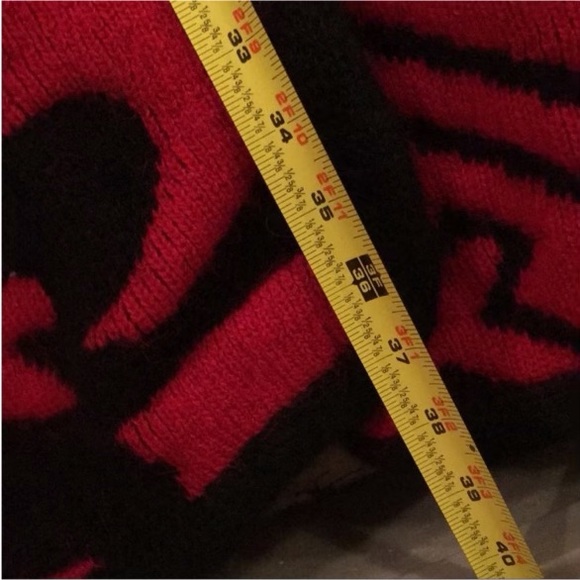 Vintage Wool / Mohair Red & Black Italian Designer Sweater Coat by “RAMY” - Picture 8 of 9